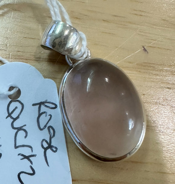 Rose Quartz Sterling Silver Pendant