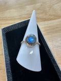 Labradorite Round Sterling Silver Ring - Size 9 - Quality Gemstone Jewellery