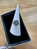 Labradorite Round Sterling Silver Ring - Size 9 - Quality Gemstone Jewellery