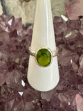 Peridot Sterling Silver Ring - Size 8 - Quality Gemstone Jewellery