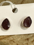 Garnet Rough Studs Sterling Silver Earrings - Quality Gemstone Jewellery