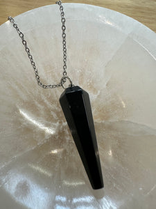 Black Obsidian Pendulum Necklace