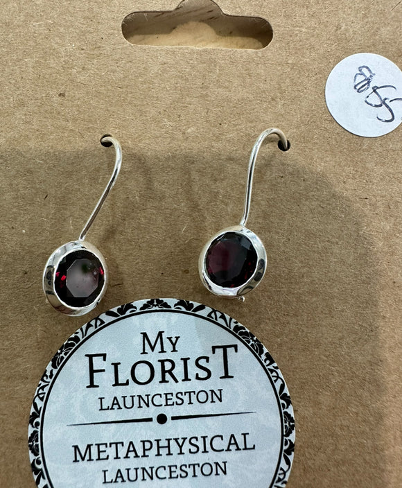 Garnet Sterling Silver Earrings