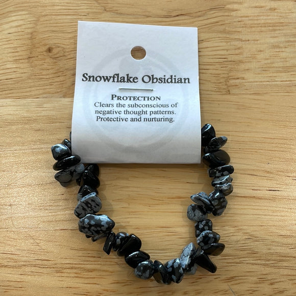 Snowflake Obsidian - PROTECTION - Crystal Chip Bracelet